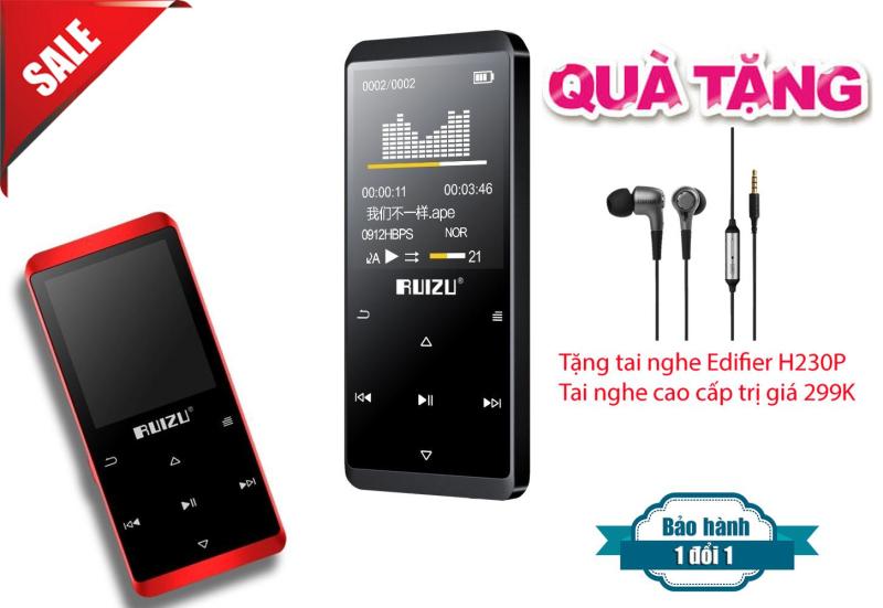Máy Nghe Nhạc MP3/MP4 Lossless Bluetooth Ruizu D02 8GB + Tặng Tai nghe inEar thẩm âm cao cấp Edifier H230P
