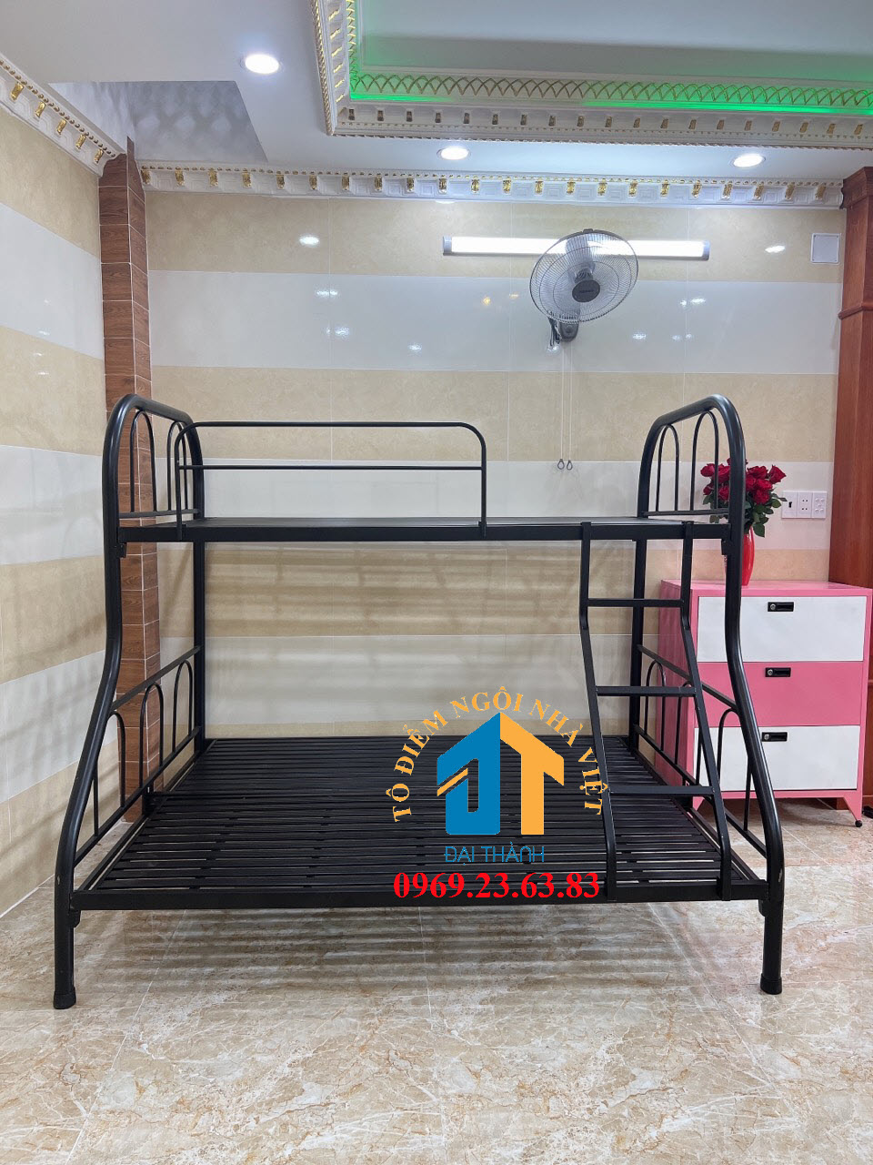 Giường  sắt 2 tầng trên 1M dưới 1M4 – GS17