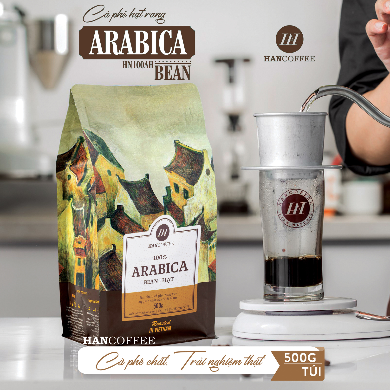 [250g/500g] Cà phê pha phin/pha máy 100%ARABICA hợp pha Cold Brew. Cà Phê nguyên chất HANCOFFEE