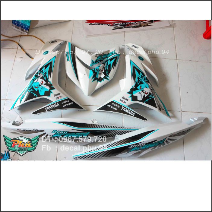 Tem rời Exciter 150 Kingđrang xanh trắng