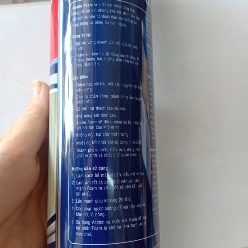Keo bọt nở Apollo Foam 750ml (900g) loại dùng vòi