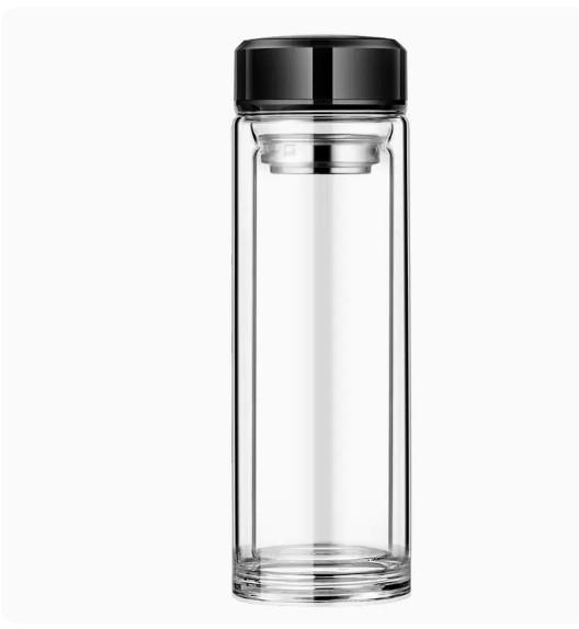 Bình cách nhiệt pha trà thủy tinh borosilicate 2 lớp
