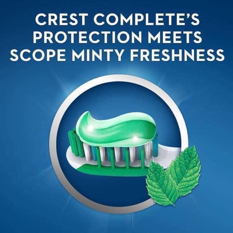 [NHẬP KHẨU MỸ] KEM ĐÁNH RĂNG CREST COMPLETE EXTRA WHITENING + SCOPE 232G/TUÝP CỦA MỸ