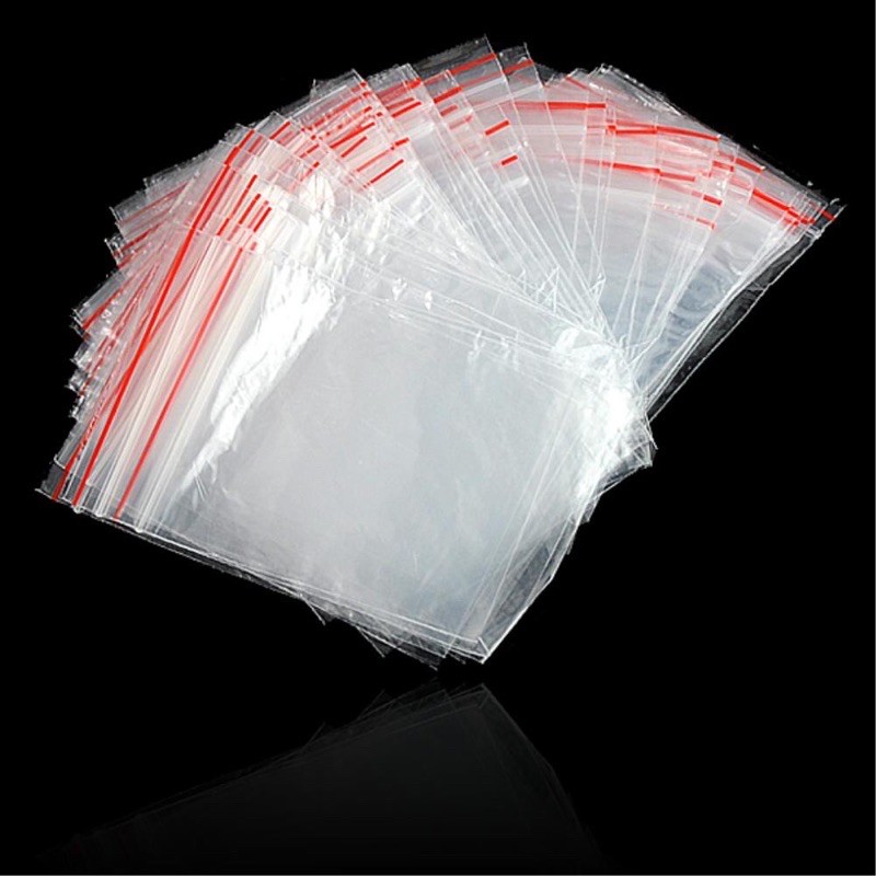 1KG Túi Zip Trong Viền Đỏ (Zipper)