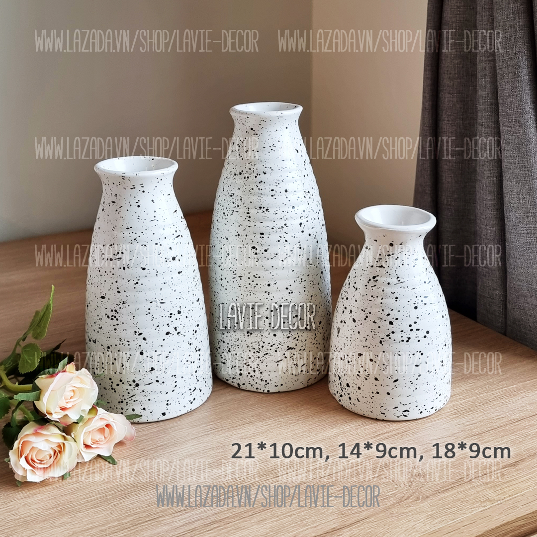 Bộ 3 lọ hoa trang trí gốm sứ Bát Tràng