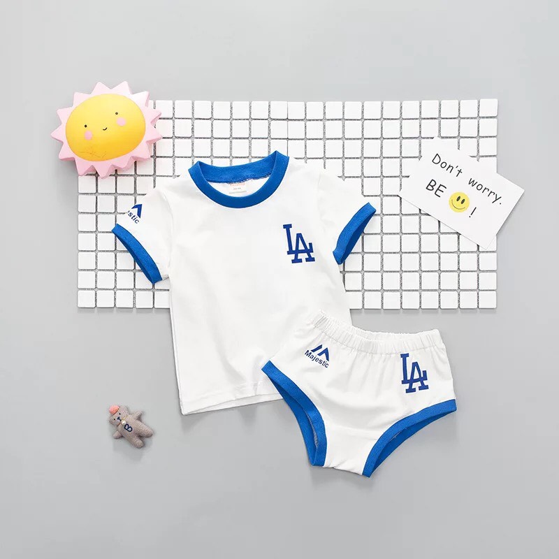 [HCM]( GIÁ XƯỠNG ) bộ đồ bé trai bé gáiáo in chữ LA+SỐ 16 thân sau mùa hè cho bé .