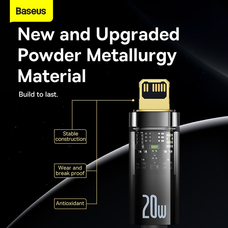 Cáp Sạc nhanh Tự Ngắt Gen2 Baseus Explorer Series cho iPhone/ iPad (Type C to Lightning Auto Power-Off, PD 20W Fast Charging Data Cable )