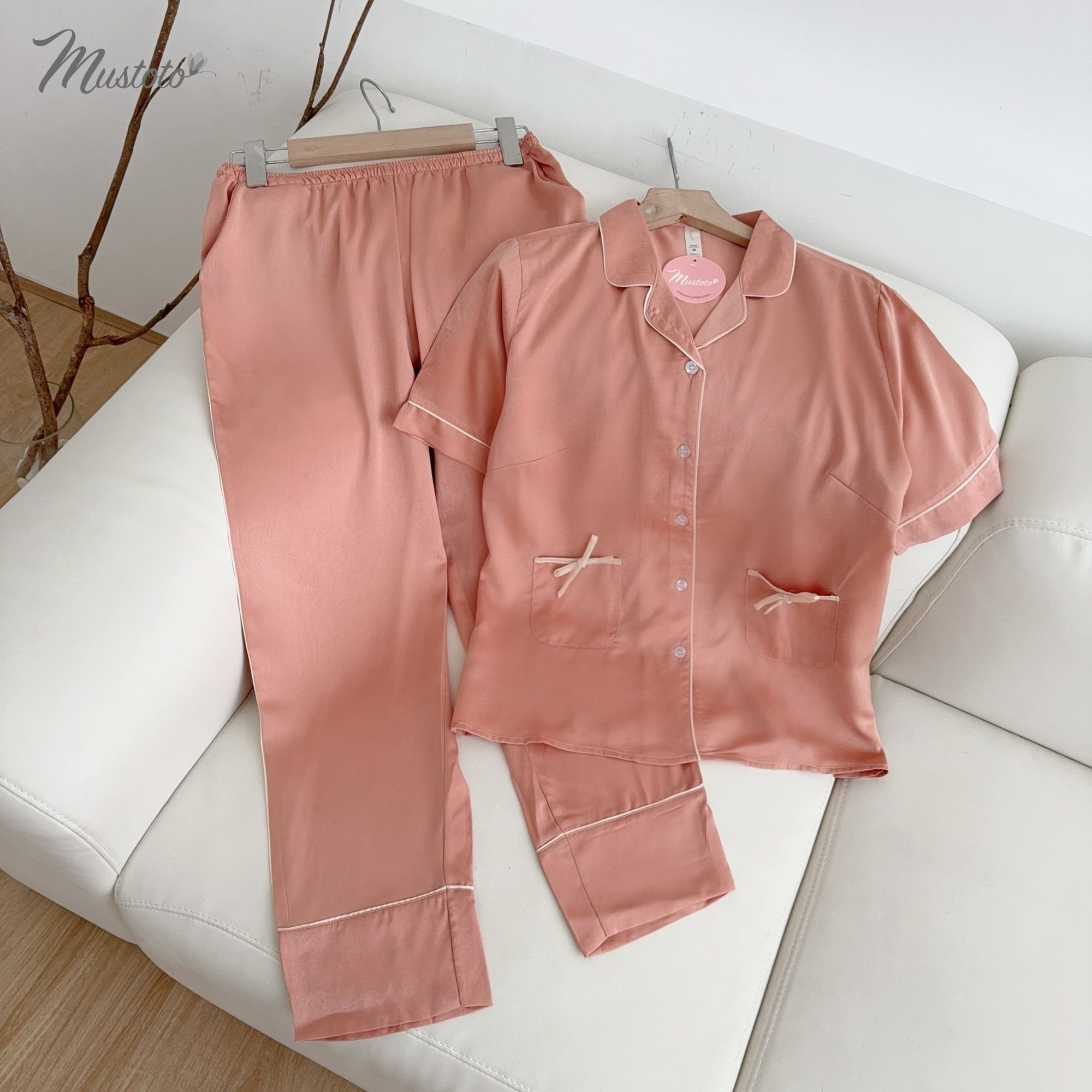 Bộ Đồ Mặc Nhà Pijama Lụa Dài Mustoto (MB18)