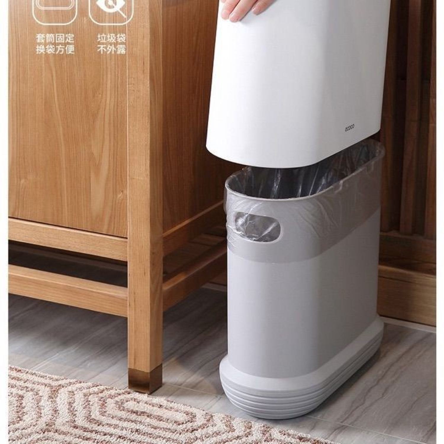 thùng rác mini thông minh ECOCO kháng khuẩn sang trọng e1906