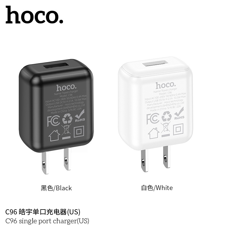 Bộ sạc Hoco C96 - 5V/2.1A kèm dây sạc iPhone, Micro, TypeC - Chính hãng
