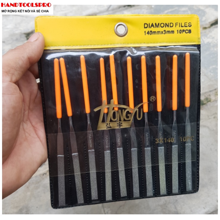 3x140mm bộ dũa kim cương dẹp 10 món hongyu