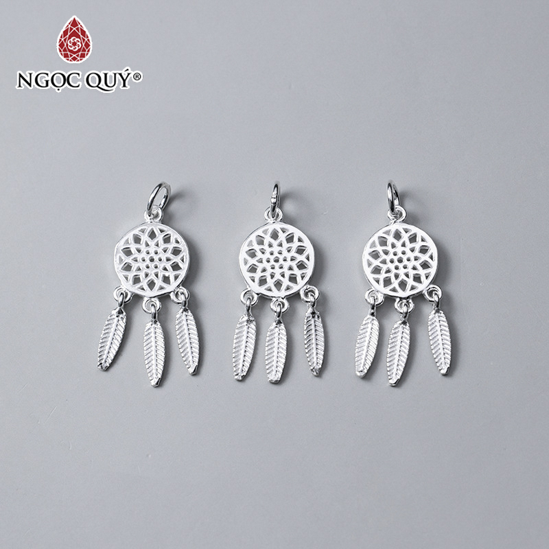 Charm bạc hình dream catcher tròn treo 11.5x26.2mm - Ngọc Qúy Gemstones