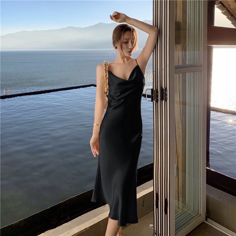 ĐẦM LỤA 2 DÂY SEXY DỰ TIỆC