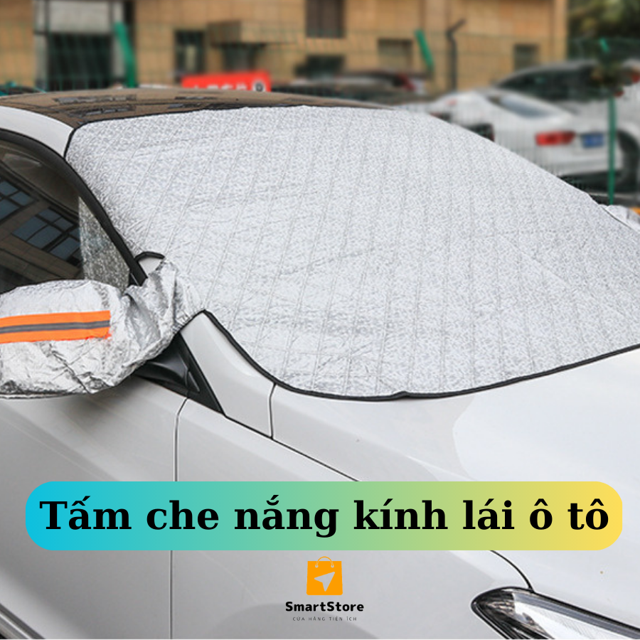 Bạt Che Nắng TCN3 Chống Nóng Kính Lái Ô Tô Xe Hơi 4 Lớp Tráng Bạc Có Tai Gương