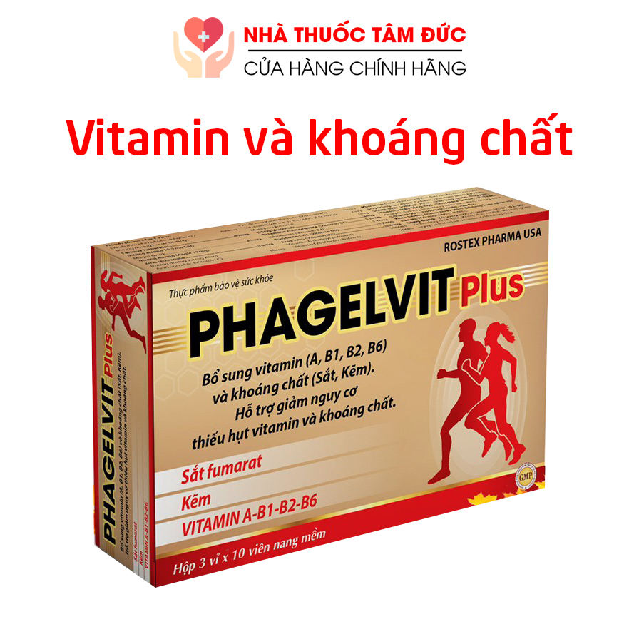 Viên uống Vitamin tổng hợp và khoáng chất Phamagel Plus bồi bổ cơ thể tăng cường sức khỏe - Hộp 30 viên