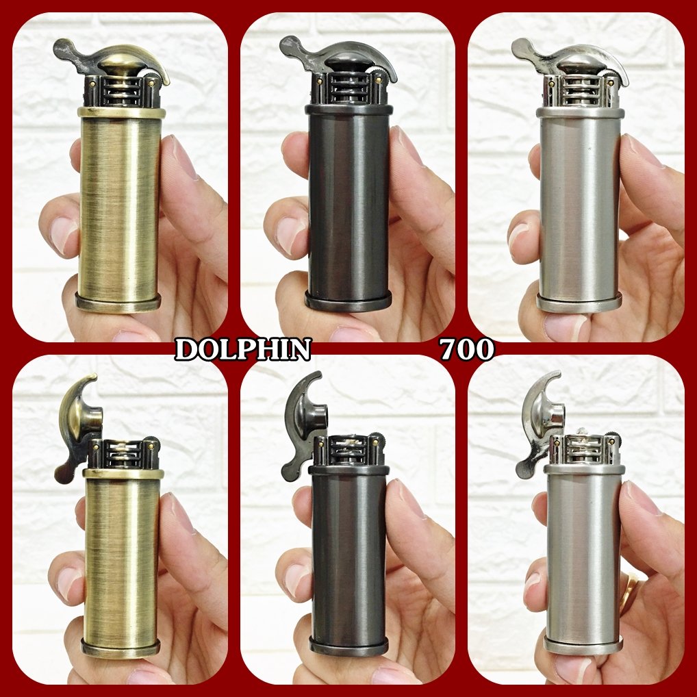 BẬT LỬA XĂNG ĐÁ CỔ DOLPHIN 700 (KIM LOẠI) - (XÀI XĂNG)