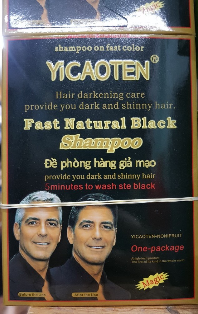 DẦU gội nhuộm ĐEN TÓC Yicaoten (HỘP 10 GÓI)