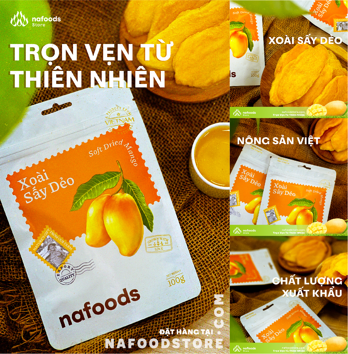 Xoài sấy dẻo 100gr Nafoods