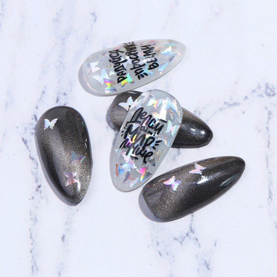 Hủ Bướm Hologram Đính Móng | Vàng Bạc Trắng Đen