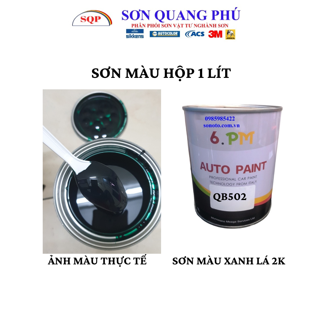 Qp2250/qb502 sơn màu xanh lá cây 2k autopaint lon 1 lít , sơn màu xanh lá 2 thành phần sonquangphu8856