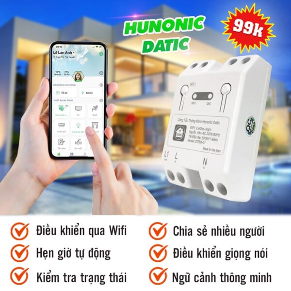 Công Tắc Thông Minh Wifi Hunonic Datic