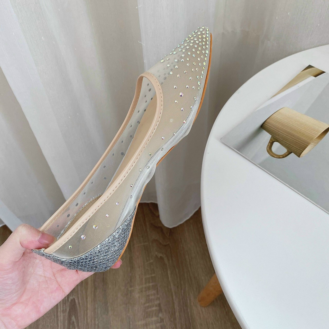 giày nữ giày búp bê lưới đá cao cấp