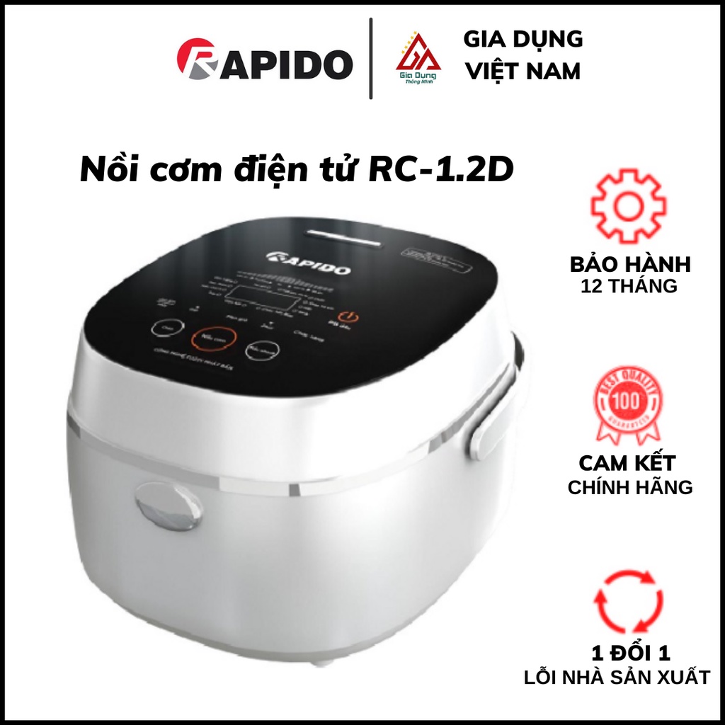 Nồi cơm điện tử rapido rc-1.2d công nghệ nhật bản, 10 chức năng nấu