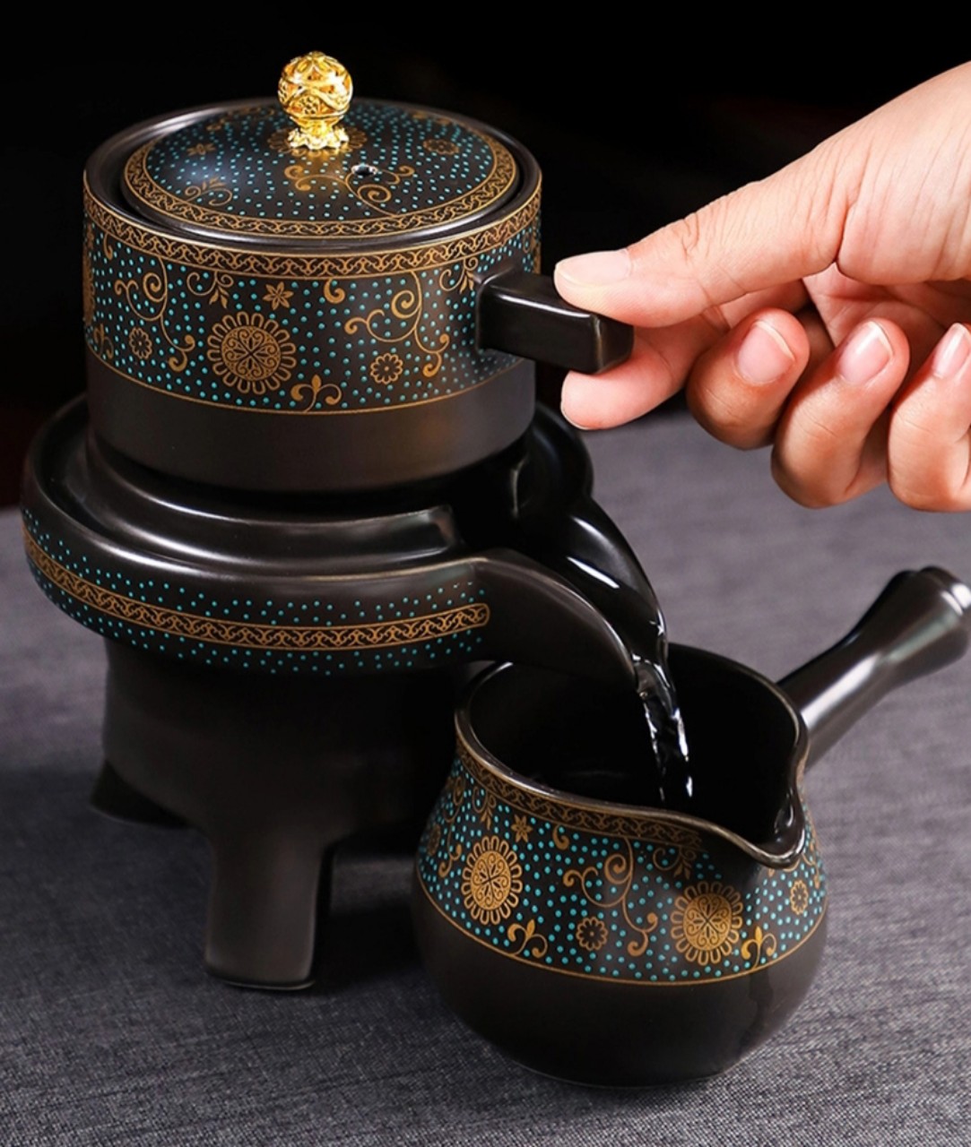 (CÓ SẴN) Bộ Ấm Chén Pha Trà Cối Xay (bao gồm 1 ấm trà, 6 chén trà và 1 bộ cối xay)