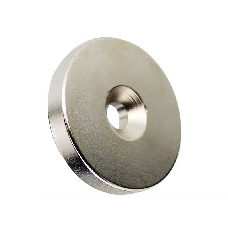 Nam châm đất hiếm 20x3 lỗ 4mm mạ niken lực từ n35