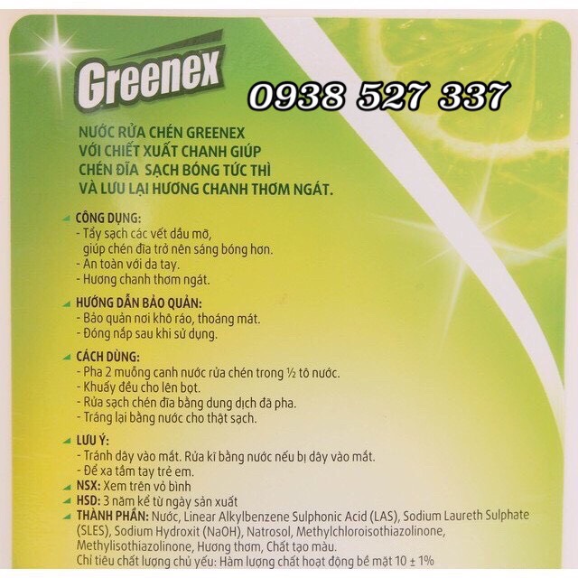 [ Xả hàng ] Nước rửa chén 400ml/chai greenex giá rẻ