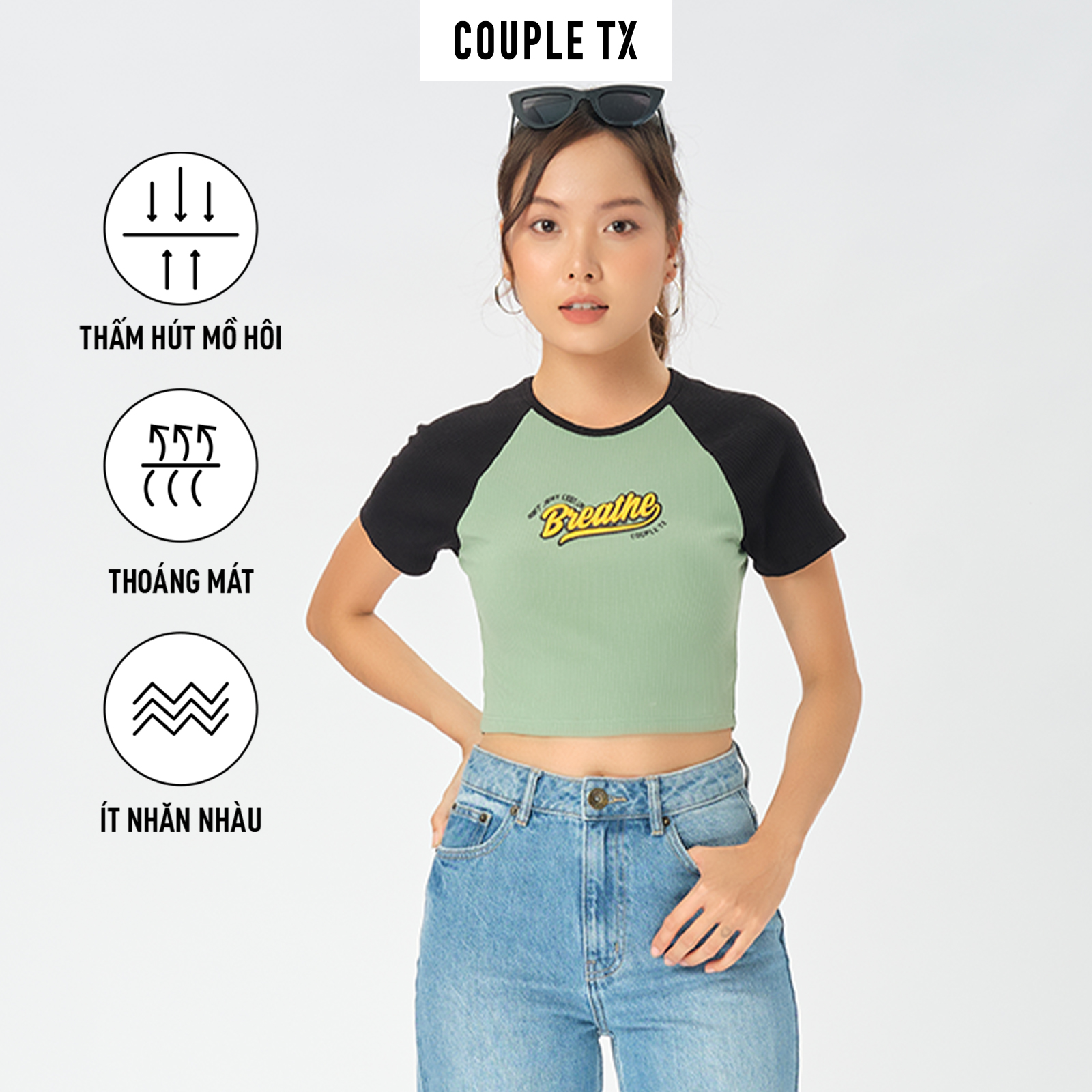 Áo Kiểu Nữ COUPLE TX - Raglan Phối Màu WTS 2330