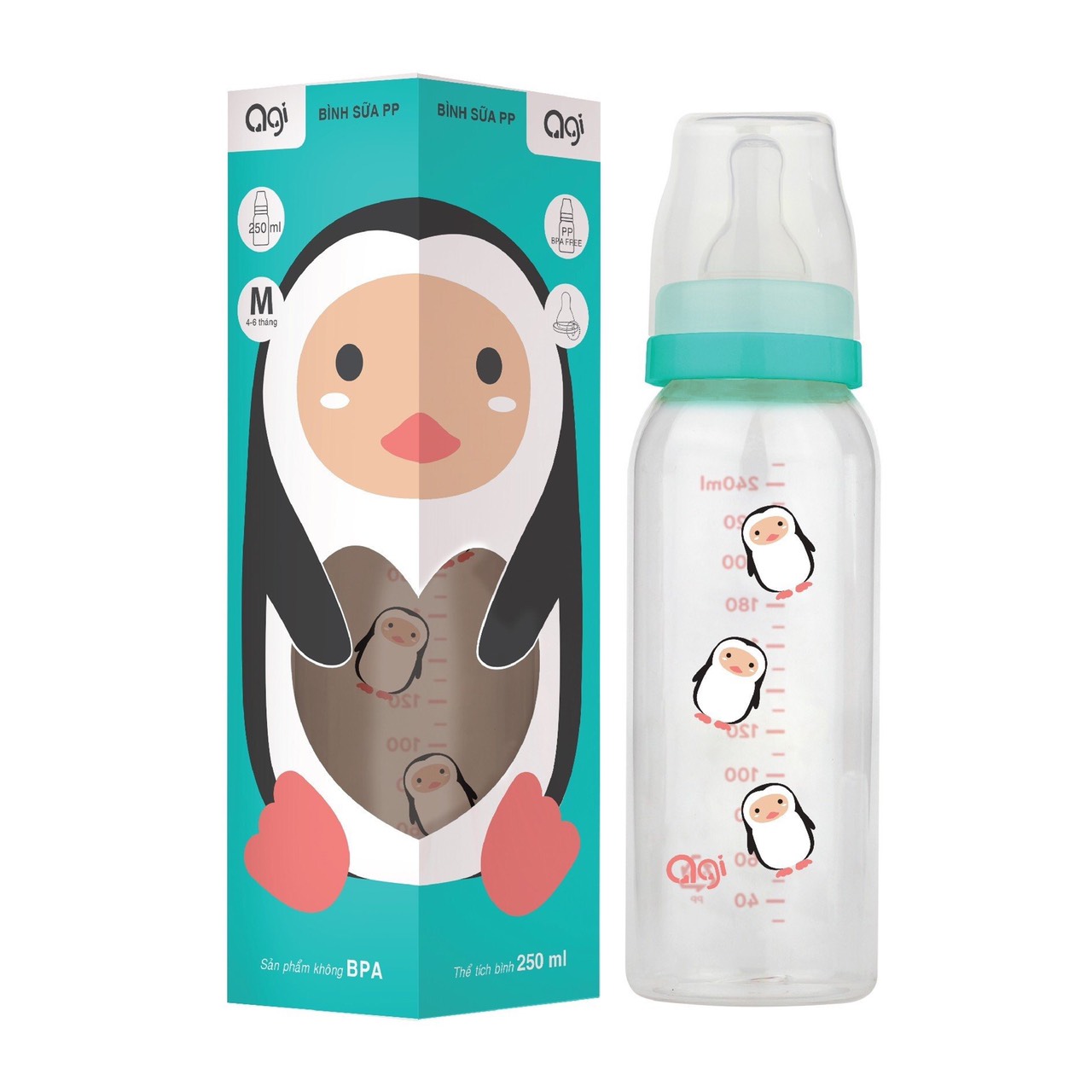 Bình Sữa cổ hẹp Agi PP 60ml - 140ml - 250ml