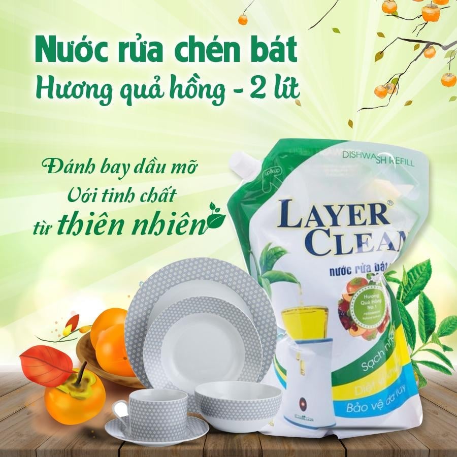 [HCM]Nước rửa chén hữu cơ Layer Clean túi 2 lít