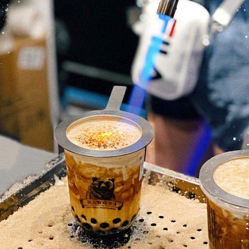 Vòng che miệng ly khò trà sữa nướng