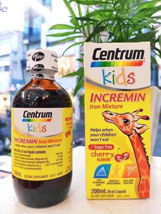 ( Mẫu Mới) Siro Centrum Kids 200ml Incremin Iron Mixture Úc