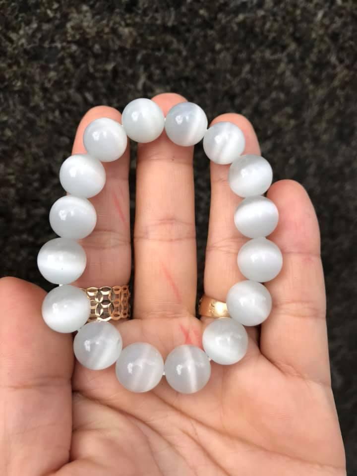 [HCM]VÒNG TAY ĐÁ MẮT MÈO TRẮNG đủ size