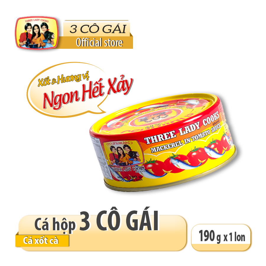 [HSD - 11-2024 - Cá Hộp 3 Cô Gái] Cá Nục Xốt Cà Lon 190gr - Nắp giựt