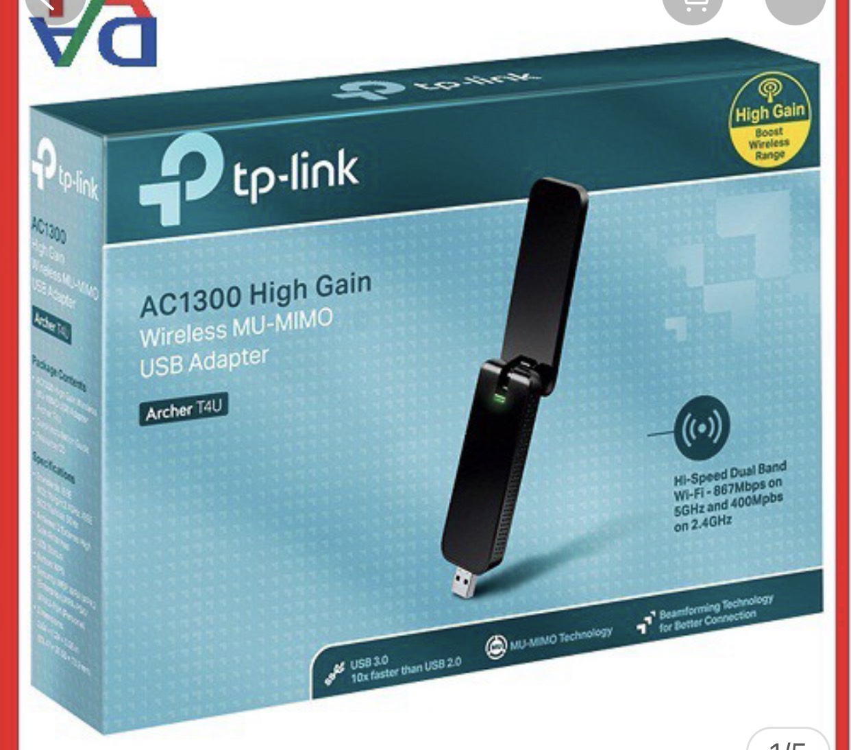 Usb thu wifi băng tần kép ac1300 tp-link archer t4u- hàng chính hãng