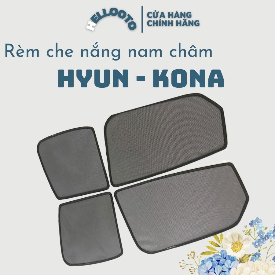 Rèm che nắng nam châm xe Kona 2018 2019 2020 2021 2022 - Bộ 4 Tấm, Khung Rèm Tích Hợp Sẵn Nam Châm, Vừa Zin Cho Xe, Tháo Lắp Đơn Giản Che Nắng Hiệu Quả