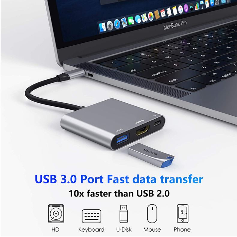 ADAPTER USB C 3 IN 1 ( HỖ TRỢ SAMSUNG DEX ) HDMI + USB + TYPE C