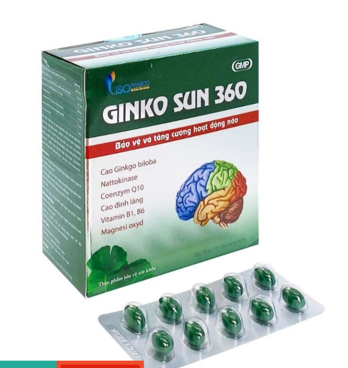 Ginko sun 360 - bảo vệ và tăng cường hoạt động não hộp 100 viên, sản phẩm có nguồn gốc xuất xứ rõ ràng, đảm bảo chất lượng, dễ dàng sử dụng 100