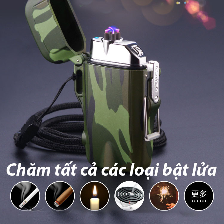 Bật Lửa Điện Sạc Pin Chống Nước có đèn pin chiếu xa
