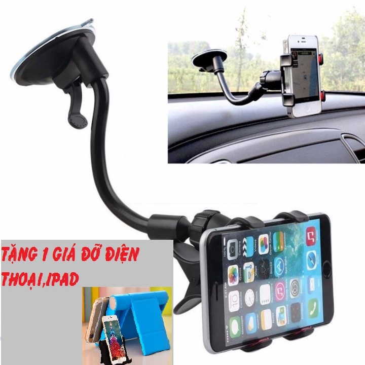 ĐẾ HÍT KẸP ĐT TRÊN XE HƠI 360 độ(TẶNG 1 ĐẾ ĐIỆN THOẠI,IPAD)