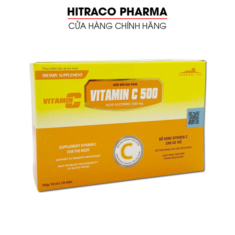 Viên uống VITAMIN C 500 tăng cường sức đề kháng, tăng sức khỏe - Hộp 100 viên nhập khẩu