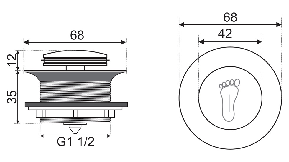 Đầu xả nhấn bồn tắm nằm BXP101