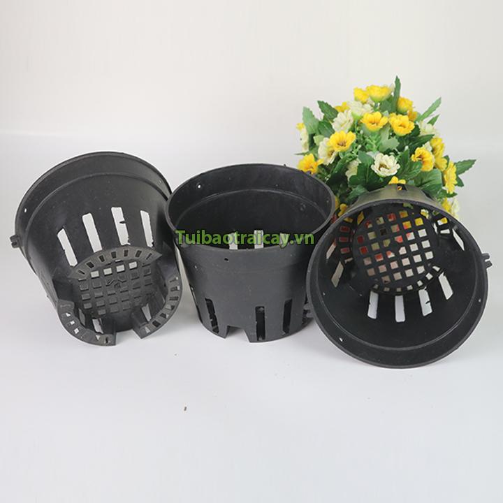 5 chậu nhựa trồng lan màu đen phi 21cm