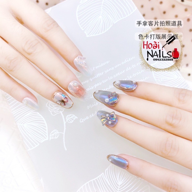 khung mẫu bày móng, chụp ảnh phụ kiện nail