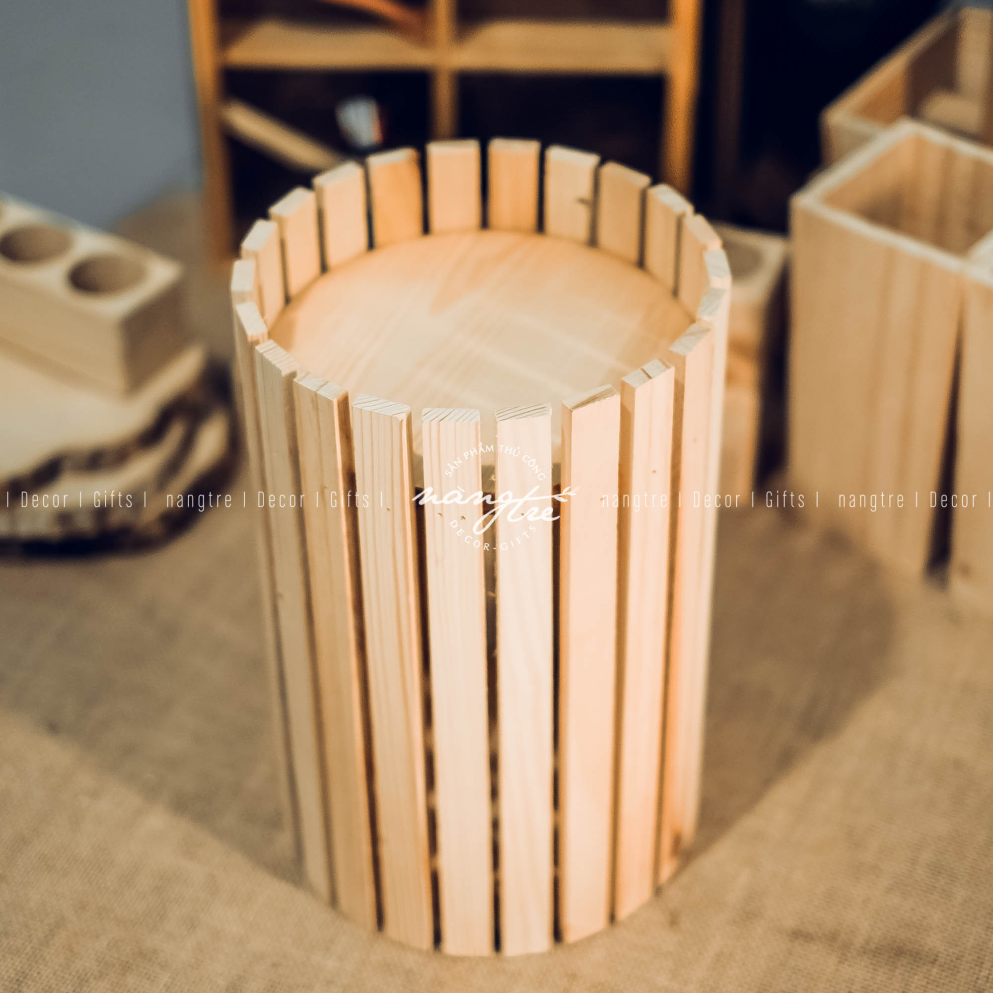 [HCM]Bình gỗ pallet/đôn gỗ pallet - (30x20cm)