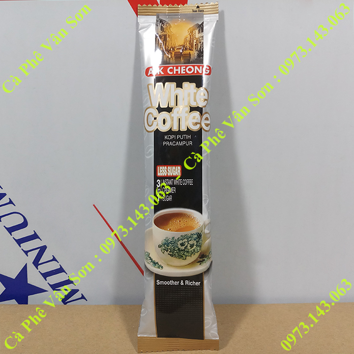 03 bịch Cà phê ít đường Aik Cheong White Coffee (less sugar) 600g (15 gói dài x 40g)