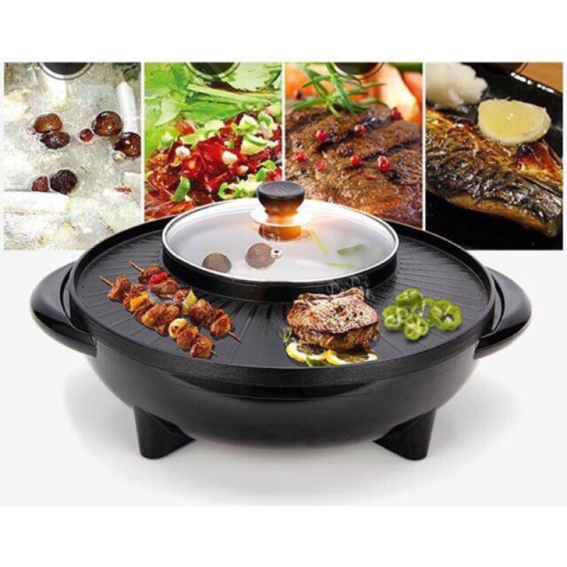 Giá bán Nồi lẩu điện tích hợp bếp nướng đa năng 2 trong 1, vừa ăn lẩu và nướng chất liệu gan chống dính tuyệt đối, công suất 1700W, dung tích lên tới 1,8L - Bảo hành 12 tháng